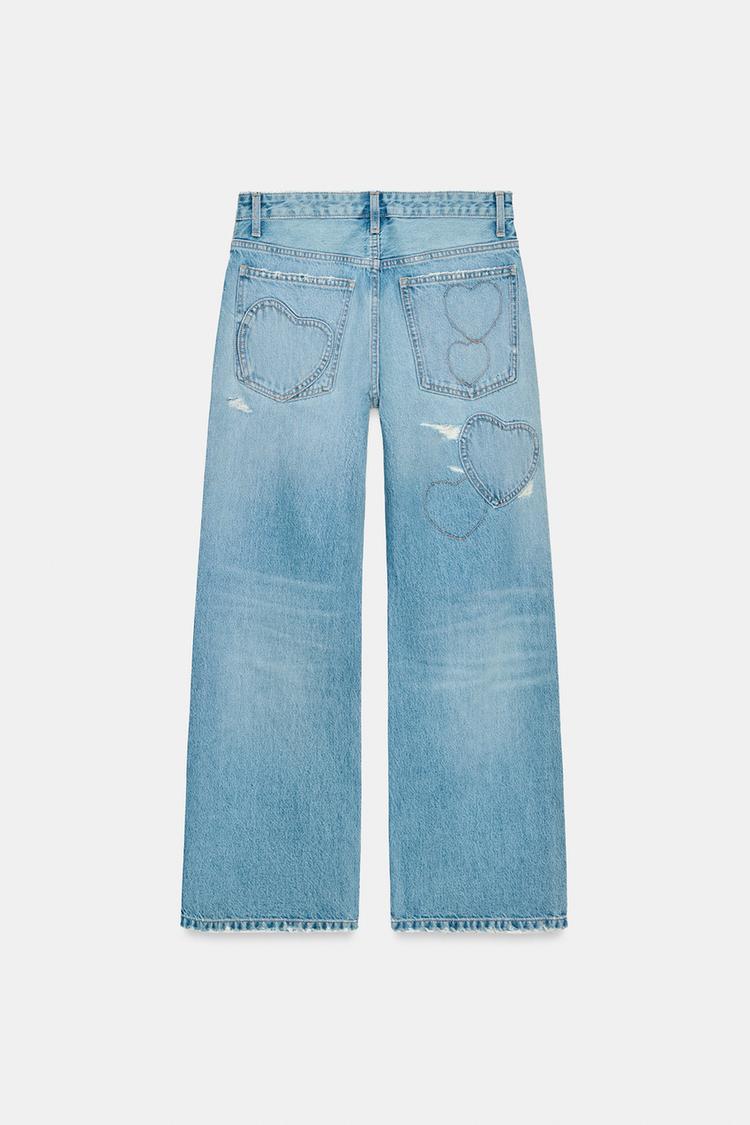 TRF MID-WAIST BOYFRIEND JEANS WITH HEARTS