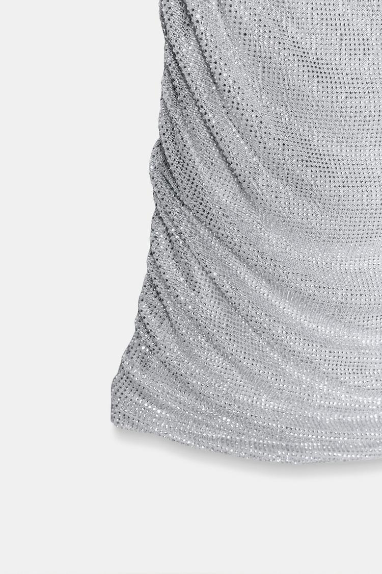 SHORT MESH DRESS WITH RHINESTONE CAPE EFFECT