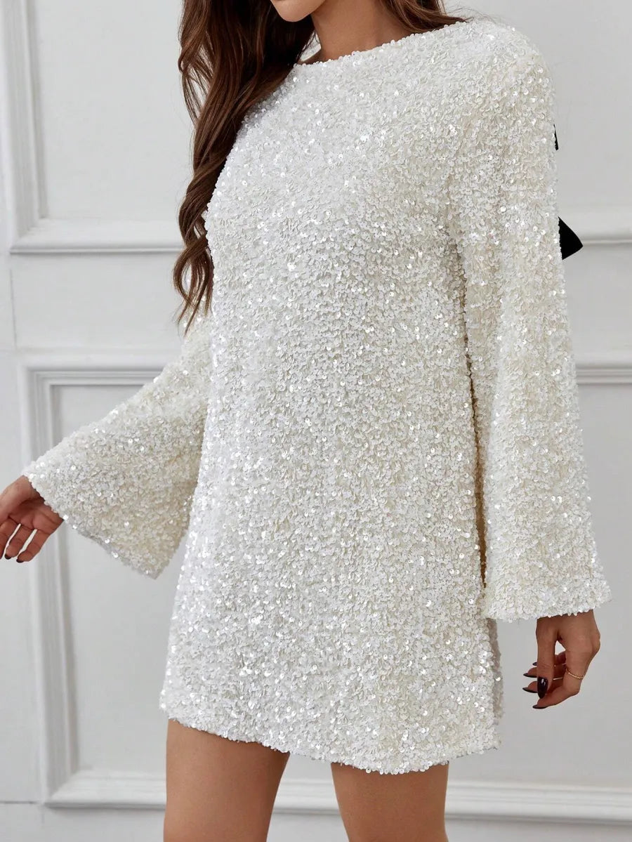 MAMA Sequined Tie-back Dress