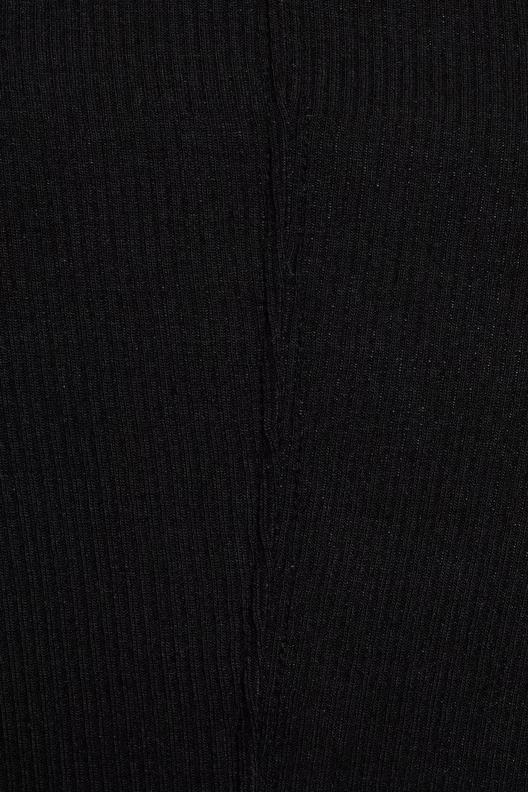Ribbed Deep V Neck Long Sleeve Top