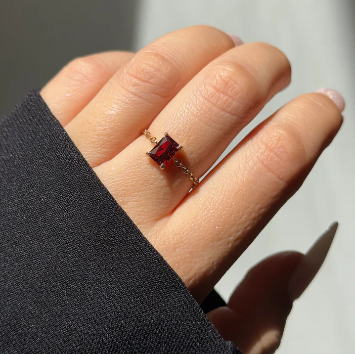 Garnet Self Love Adjustable Chain Ring