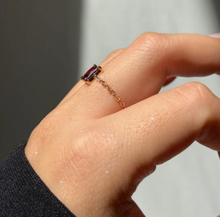 Garnet Self Love Adjustable Chain Ring