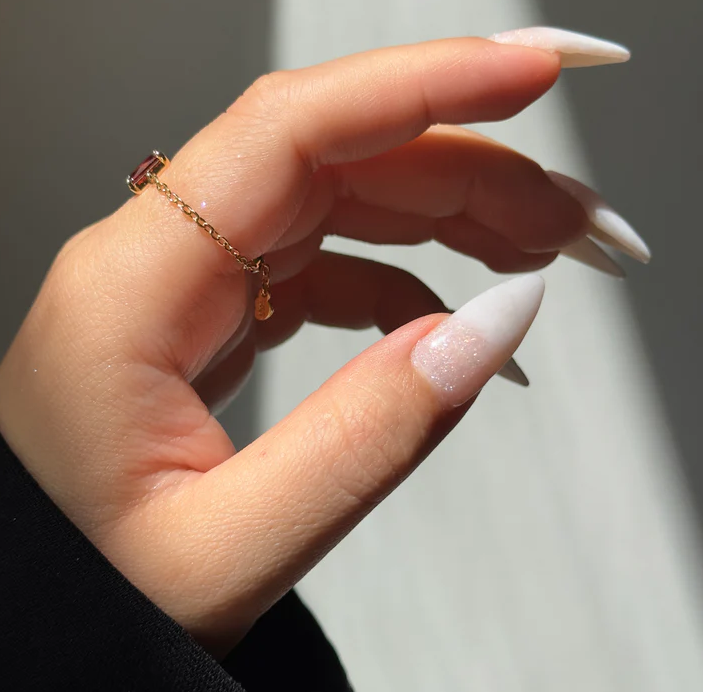 Garnet Self Love Adjustable Chain Ring