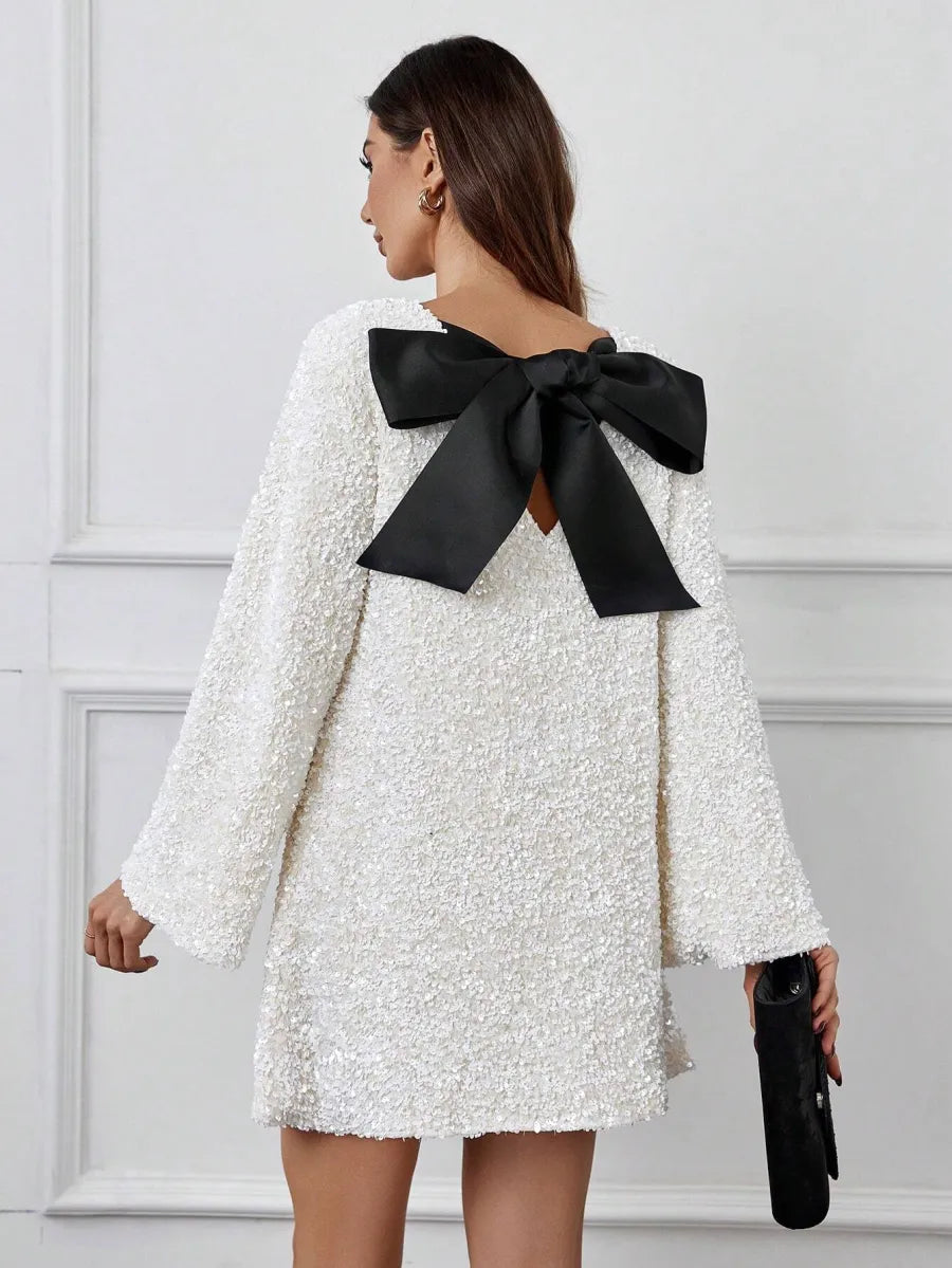 MAMA Sequined Tie-back Dress
