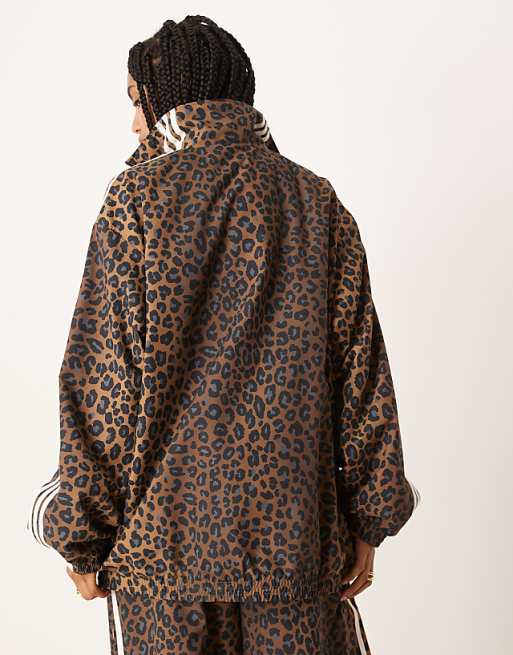 Adidas Originals Firebird loose track top in leopard print