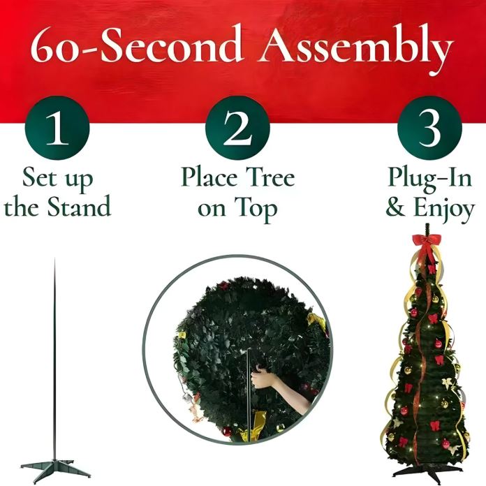 Foldable Pop Up Decorated Christmas Tree