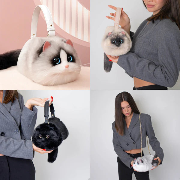 Handbag Crossbody Bags For Women, Faux Fur Plush Zipper Satchels