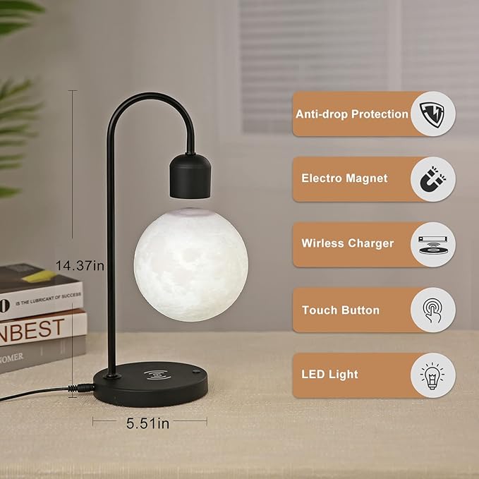 Levitating Moon Lamp with Wireless Charger