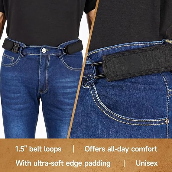 Buckleless Belt Hook, Tactical Metal Hook Elastic Belt, Unisex Buckle-Less Invisible Waist Belts for Work & Edc