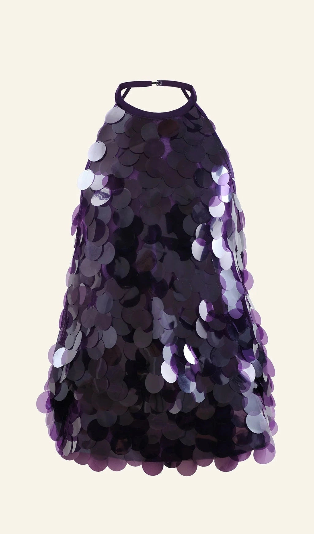 Shirley sequin halter backless mini dress in purple