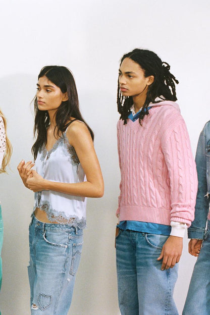 TRF MID-WAIST BOYFRIEND JEANS WITH HEARTS