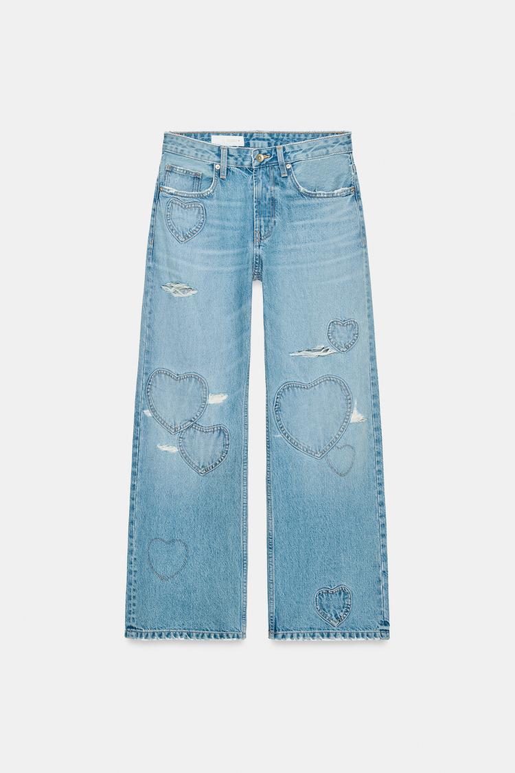 TRF MID-WAIST BOYFRIEND JEANS WITH HEARTS