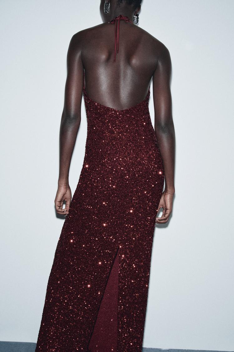 V-NECK SEQUIN DRESS
