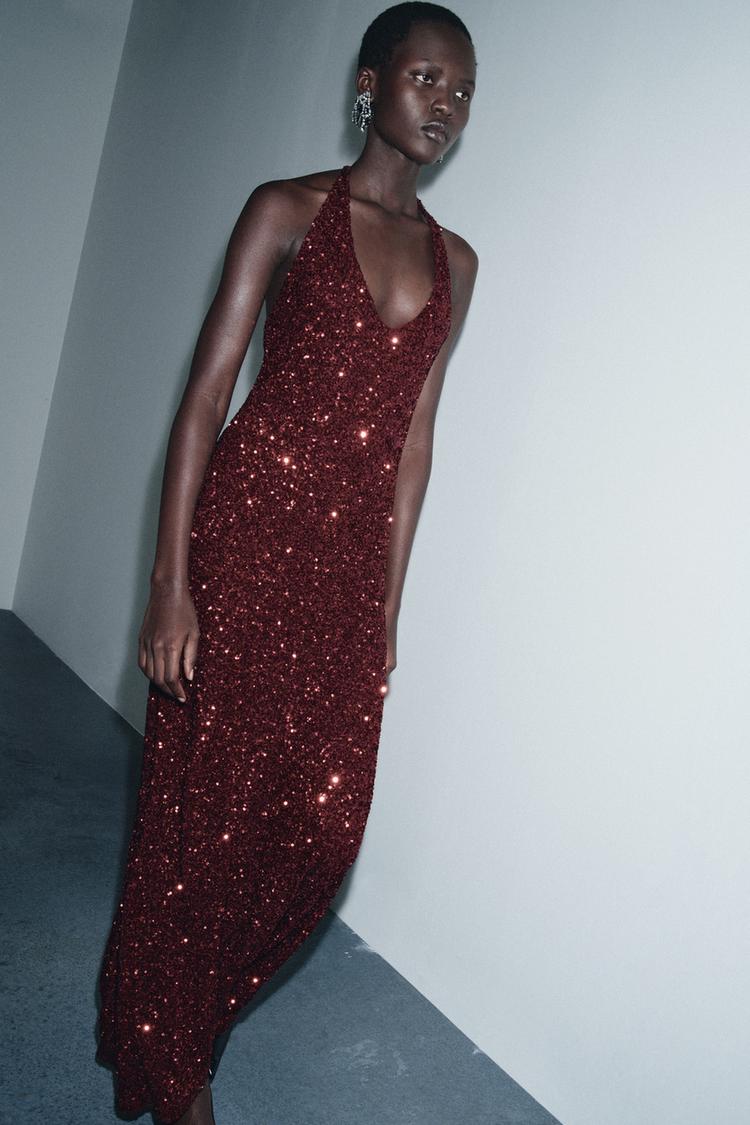 V-NECK SEQUIN DRESS