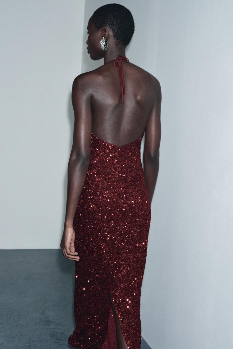 V-NECK SEQUIN DRESS