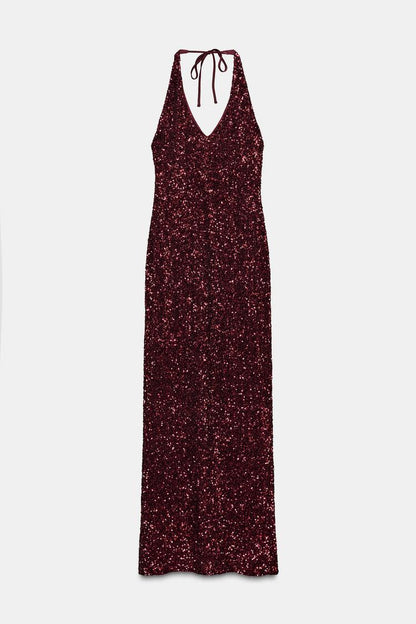 V-NECK SEQUIN DRESS