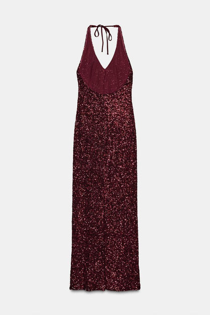 V-NECK SEQUIN DRESS