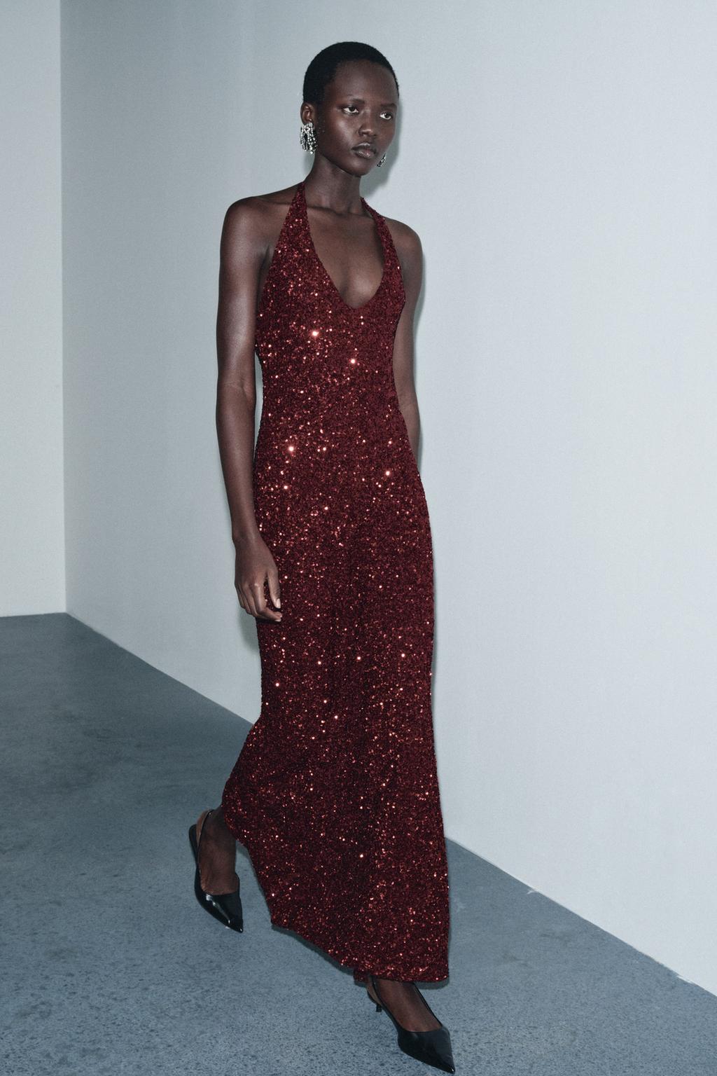 V-NECK SEQUIN DRESS