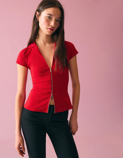 Short sleeve zip shirt