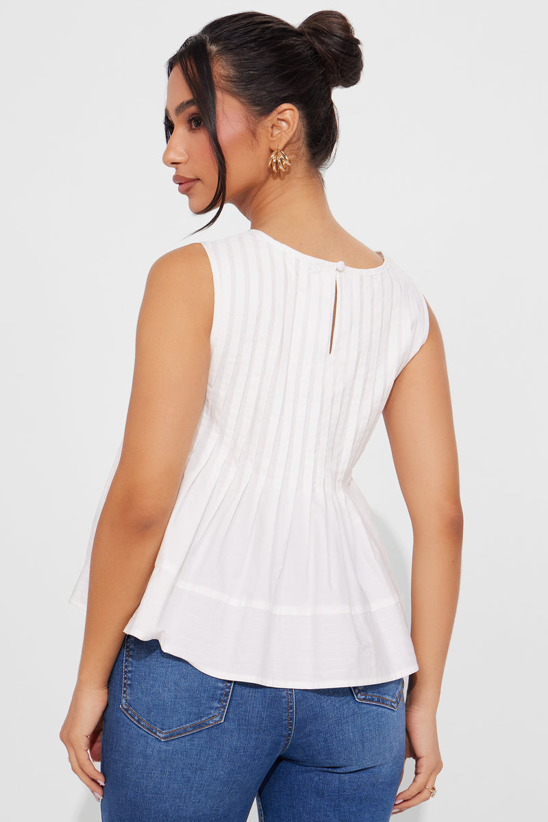 Mia Pleated Baby doll Top - White