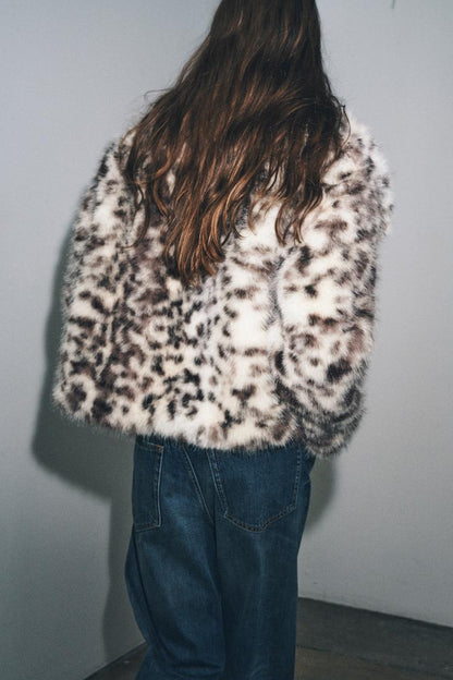 SHORT FAUX FUR ANIMAL PRINT COAT ZW COLLECTION