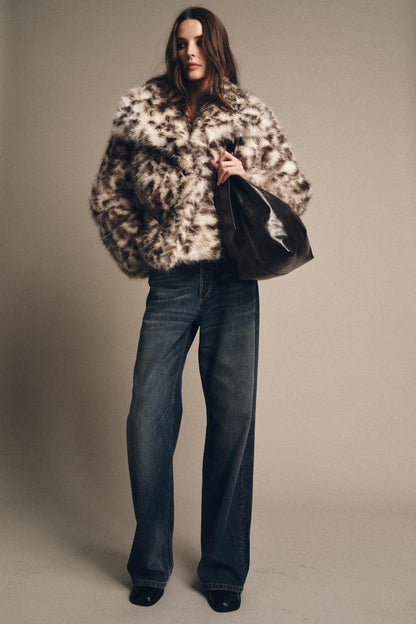 SHORT FAUX FUR ANIMAL PRINT COAT ZW COLLECTION