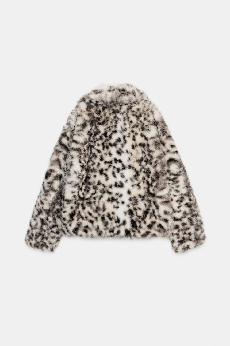 SHORT FAUX FUR ANIMAL PRINT COAT ZW COLLECTION