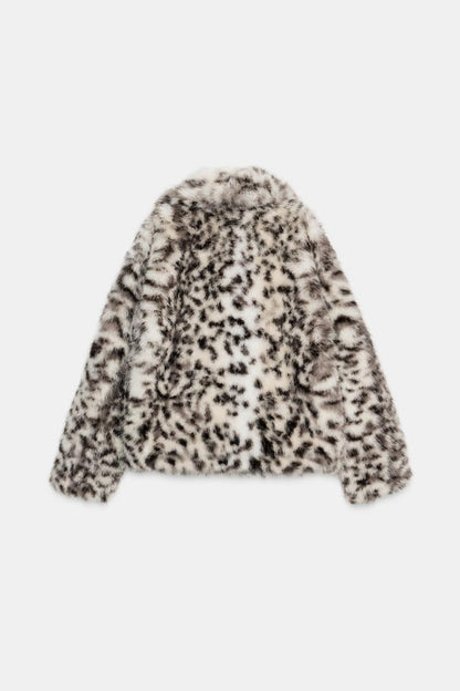 SHORT FAUX FUR ANIMAL PRINT COAT ZW COLLECTION