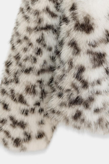 SHORT FAUX FUR ANIMAL PRINT COAT ZW COLLECTION