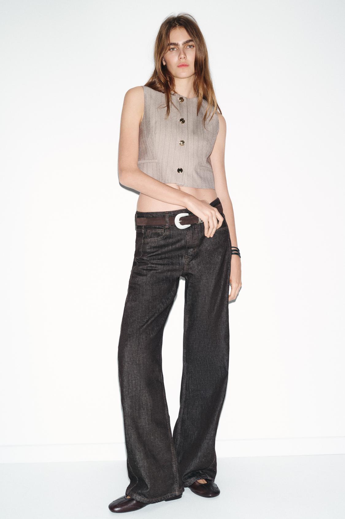 Zara Herringbone Co‑Ord Vest & Braided Belt Pants Set