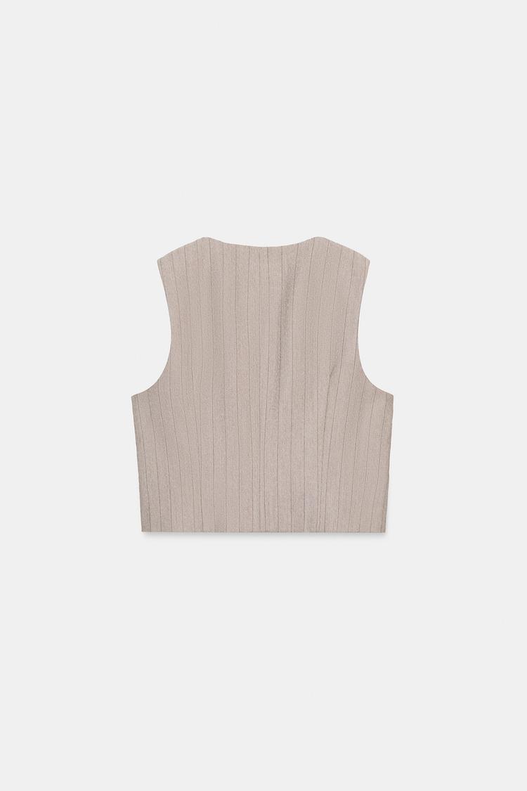 Zara Herringbone Co‑Ord Vest & Braided Belt Pants Set