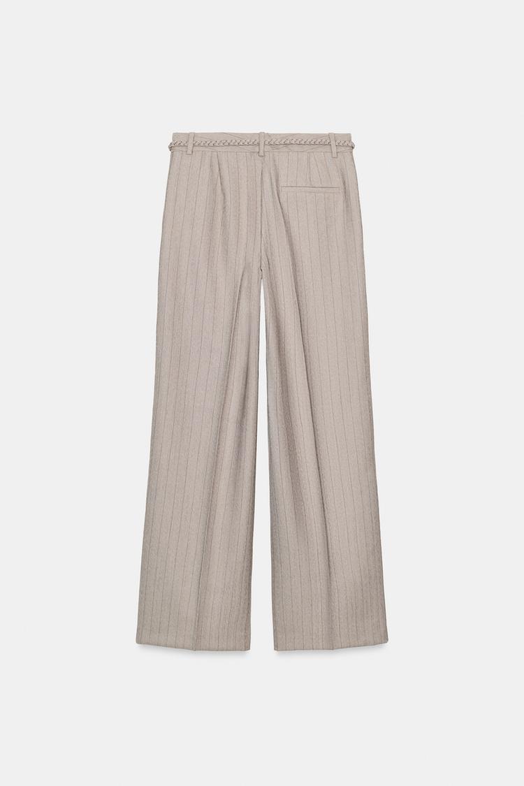 Zara Herringbone Co‑Ord Vest & Braided Belt Pants Set