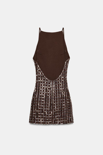 SHORT MESH DRESS WITH SPARKLES