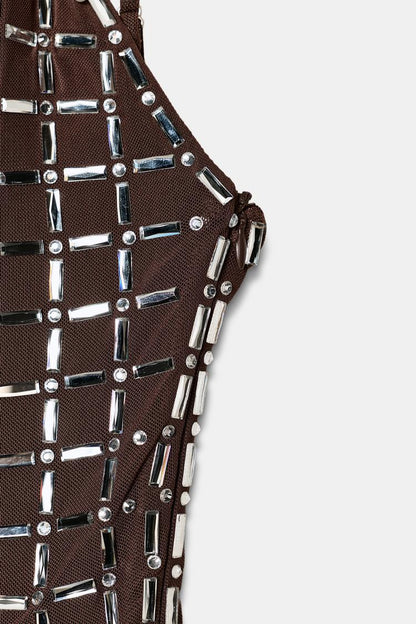 SHORT MESH DRESS WITH SPARKLES