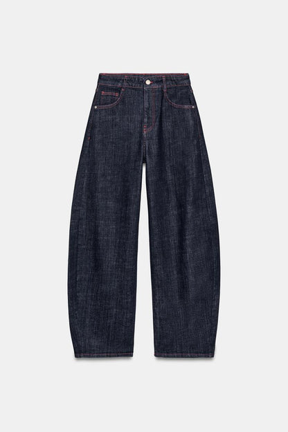HIGH-WAIST BARREL JEANS