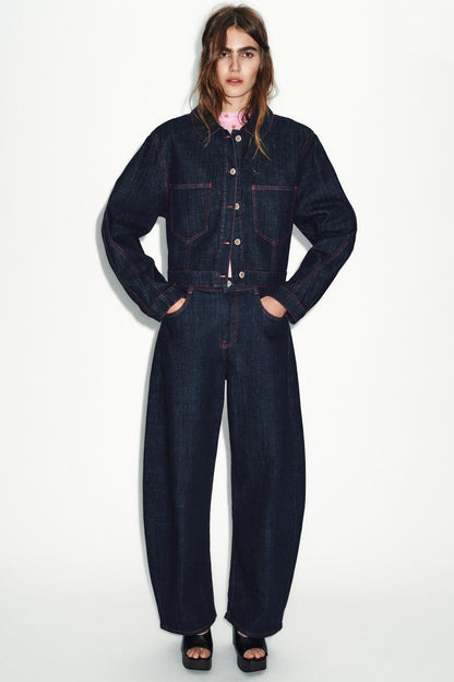 HIGH-WAIST BARREL JEANS