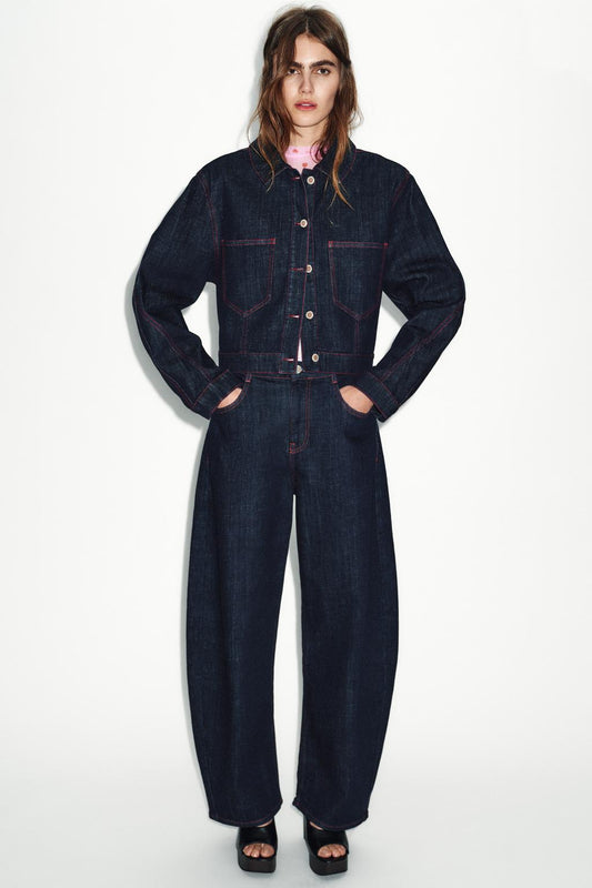 HIGH-WAIST BARREL JEANS