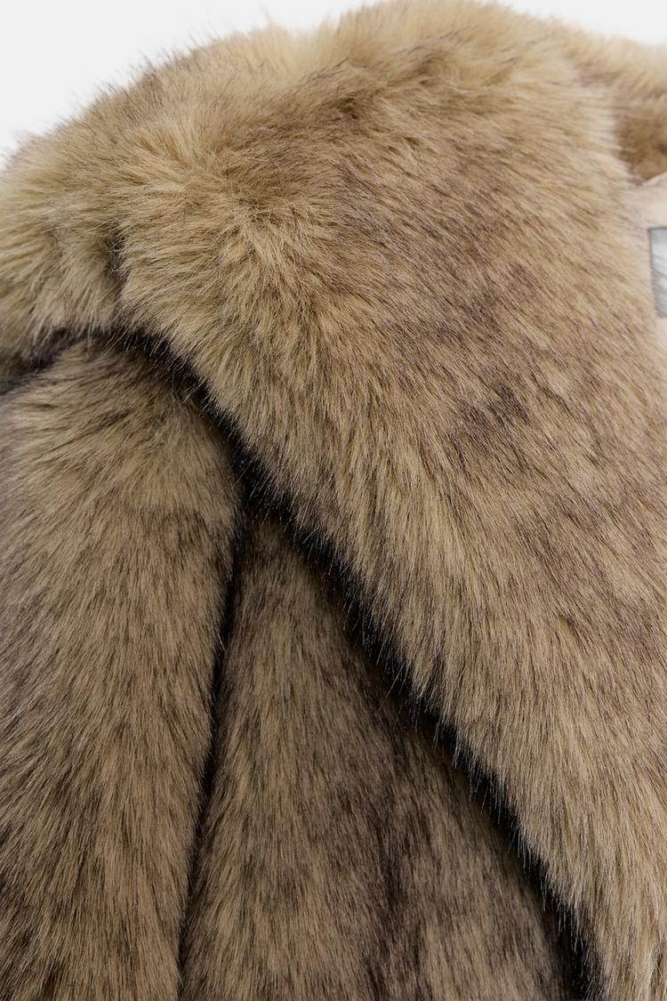 HOODED FAUX FUR COAT
