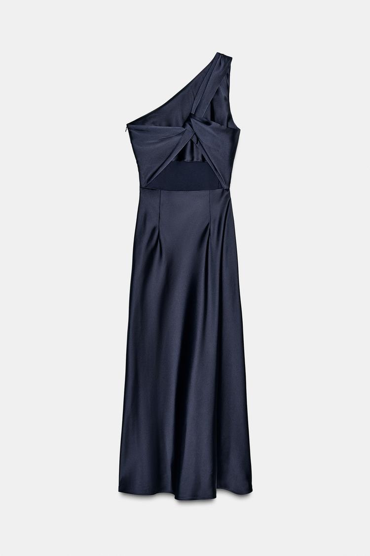Asymmetric Satin Midi Dress