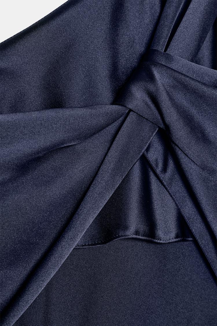 Asymmetric Satin Midi Dress