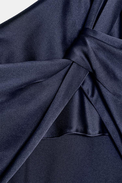 Asymmetric Satin Midi Dress