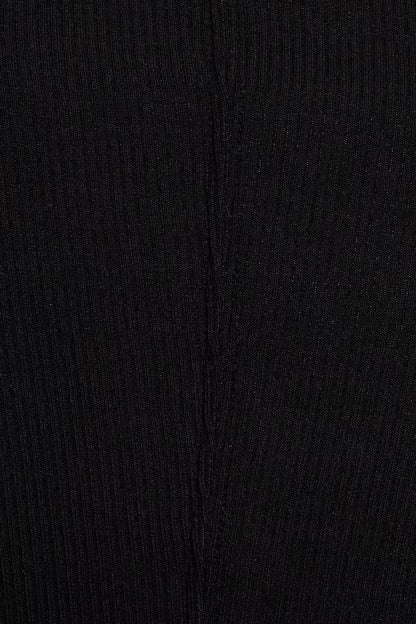 Ribbed Deep V Neck Long Sleeve Top