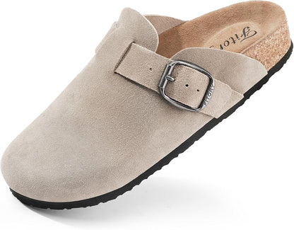 Suede Slip Clogs For Women