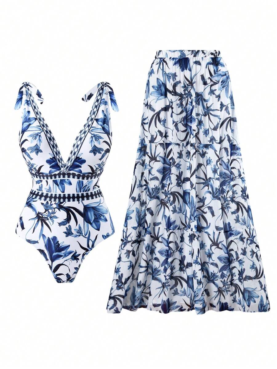 2-in-1 Floral Swim Dress