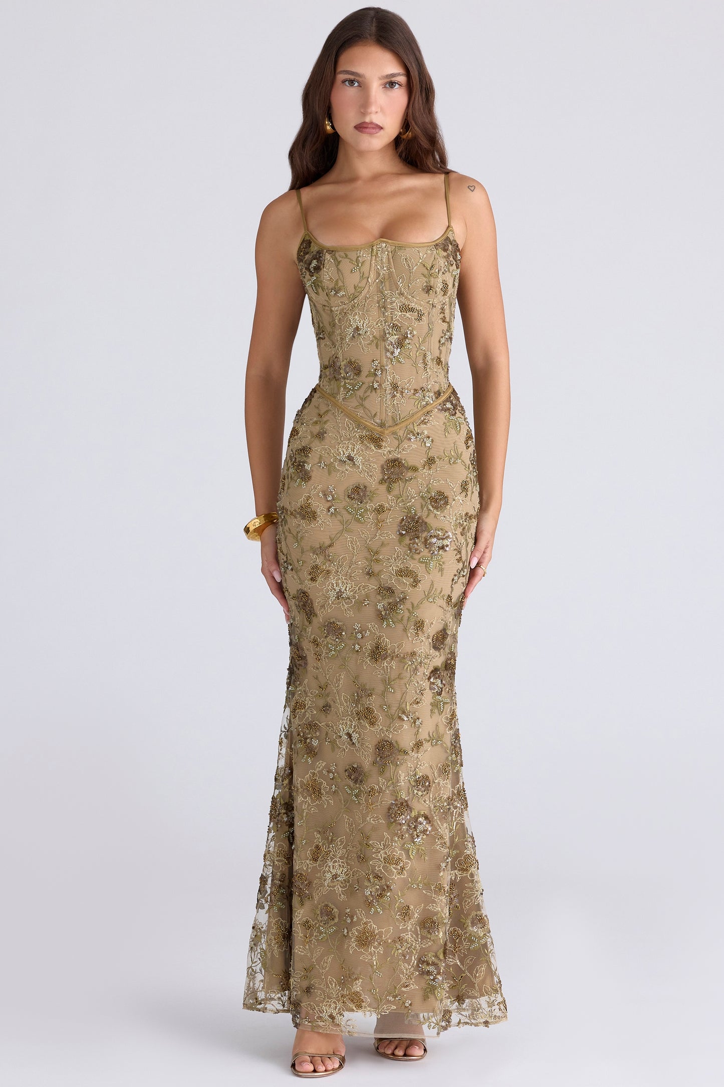 Naima Hand-Beaded Embellished Corset Maxi Dress