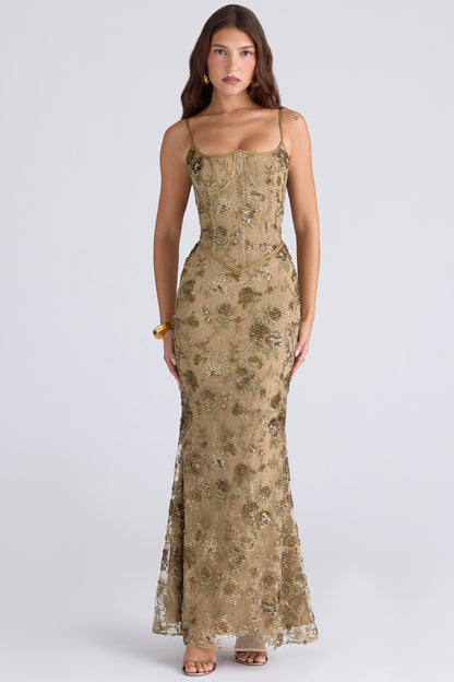 Naima Hand-Beaded Embellished Corset Maxi Dress