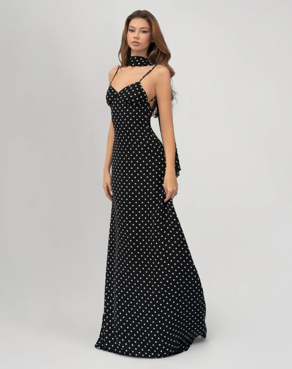 Midnight Polka Maxi Dress