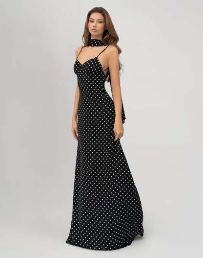 Midnight Polka Maxi Dress