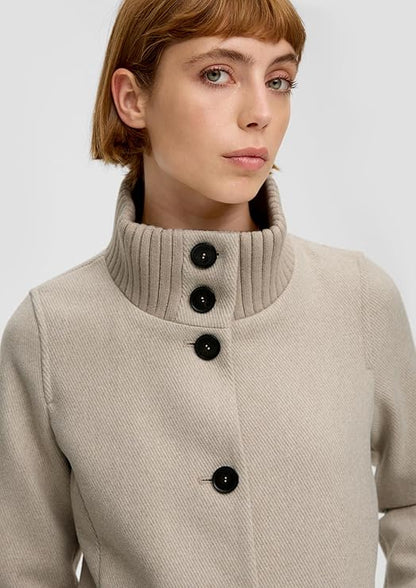 Twill Coat with Stand-Up Collar