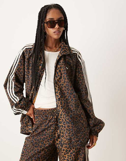 Adidas Originals Firebird loose track top in leopard print
